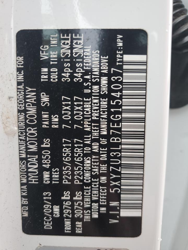 2014 Hyundai Santa Fe VIN 5XYZU3LB7EG154037 Copart auction photo, front end damage thumbnail 13