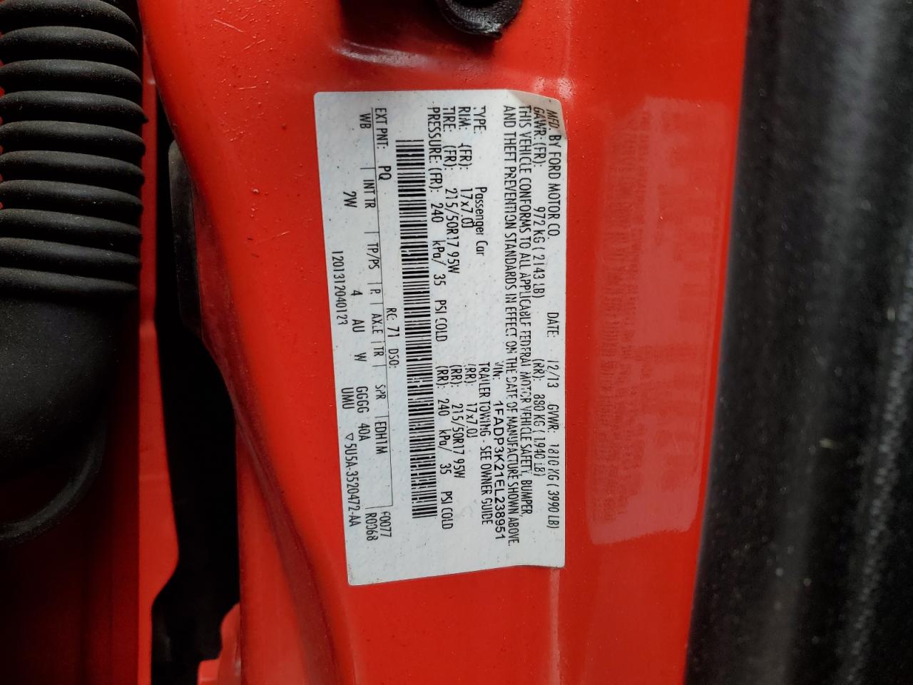 2014 Ford Focus VIN 1FADP3K21EL238951 Copart auction photo, normal wear damage thumbnail 12