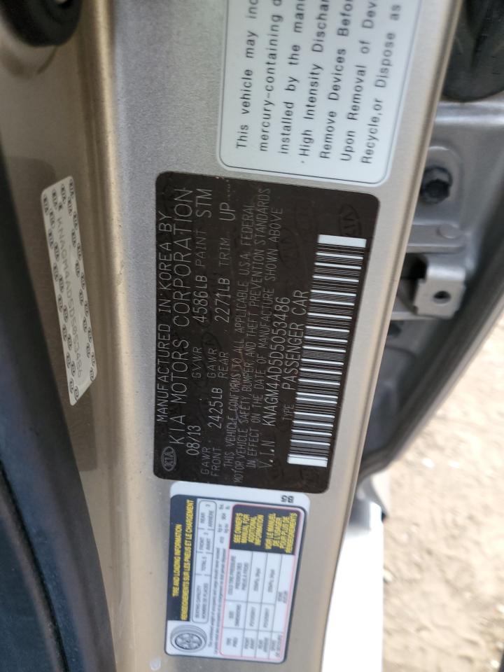 2013 KIA Optima VIN KNAGM4AD5D5053486 Copart auction photo, front end damage thumbnail 12