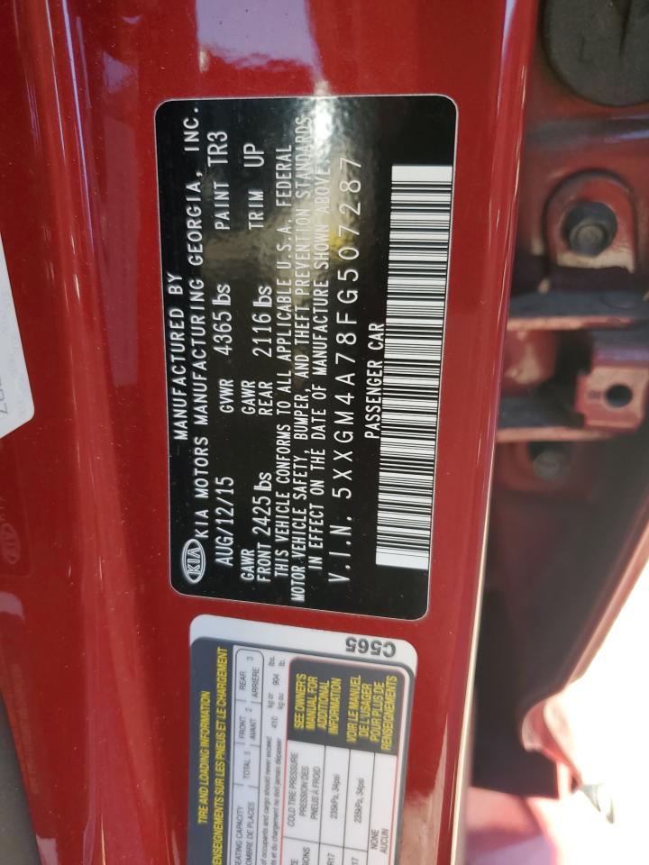 2015 KIA Optima VIN 5XXGM4A78FG507287 Copart auction photo, front end damage thumbnail 12
