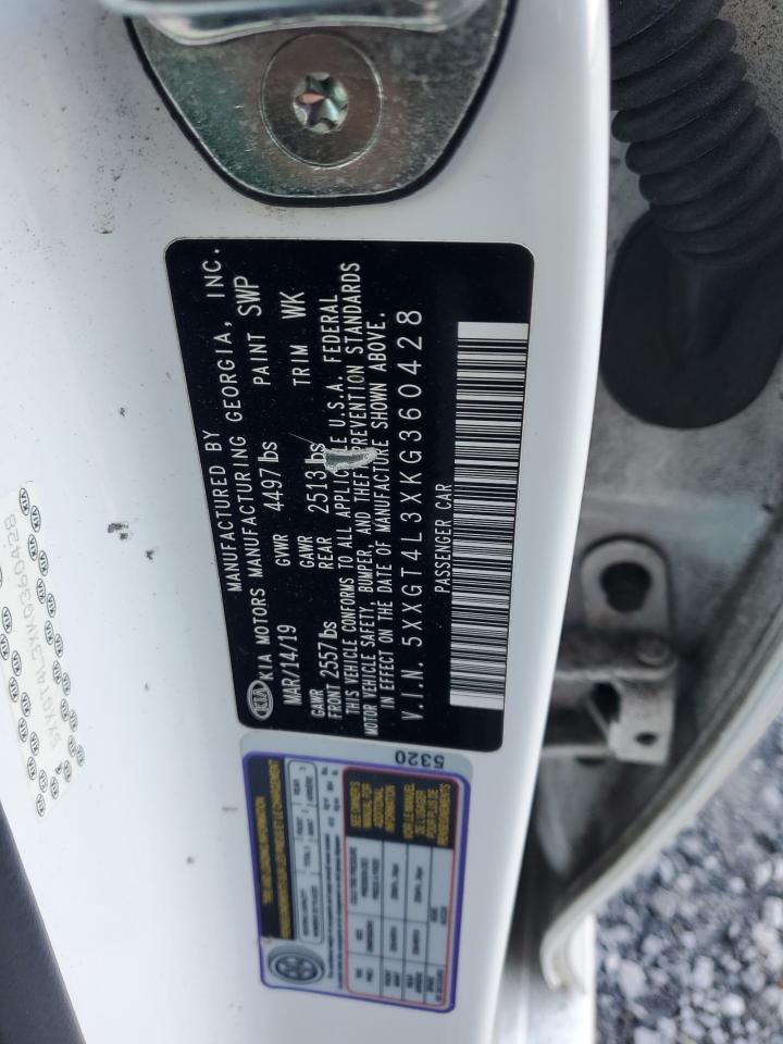 2019 KIA Optima VIN 5XXGT4L3XKG360428 Copart auction photo, rear end damage thumbnail 12