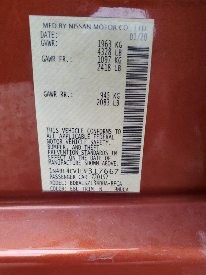 2020 Nissan Altima VIN 1N4BL4CV1LN317667 Copart auction photo, front end damage thumbnail 15