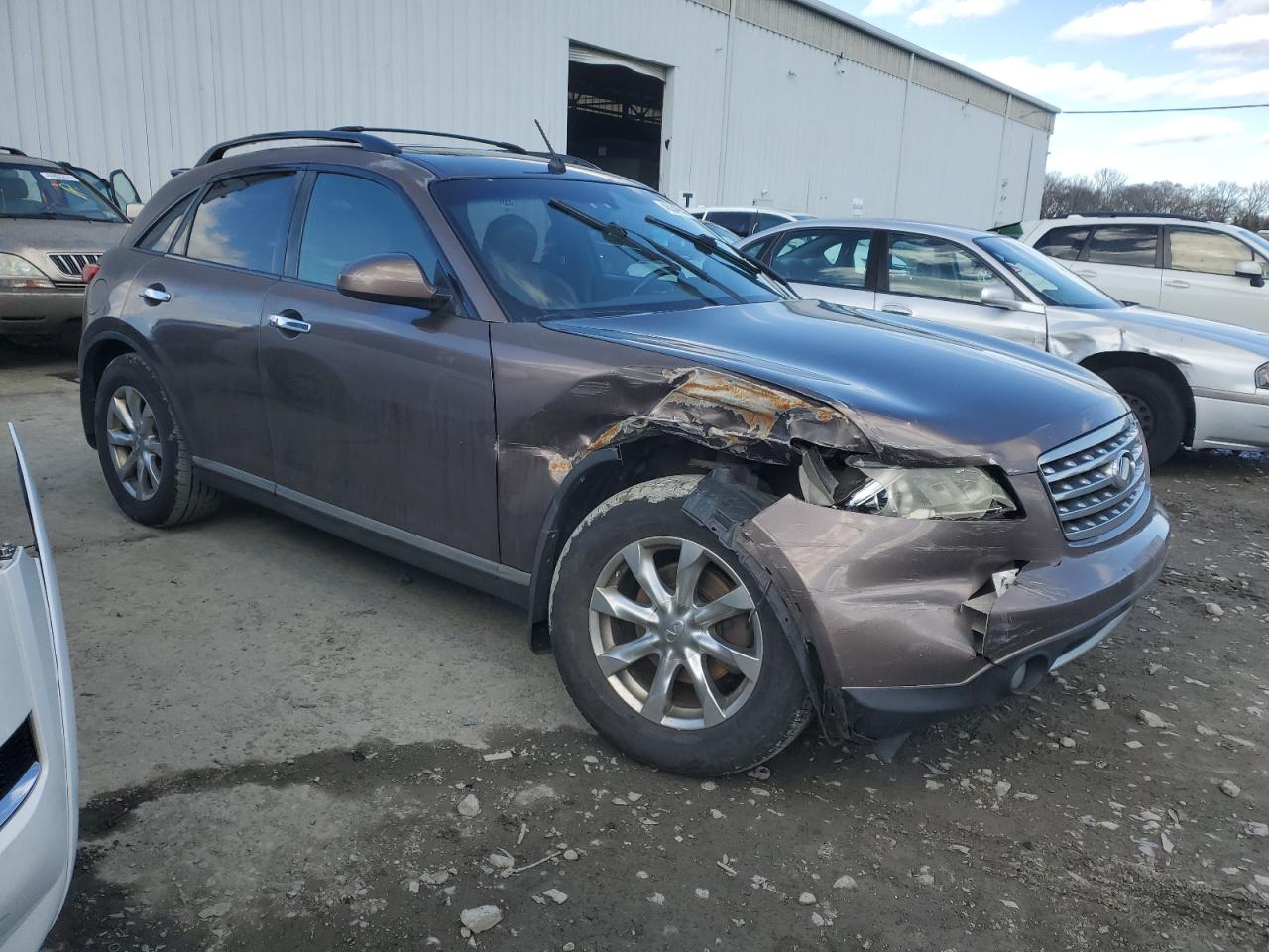 2008 Infiniti FX VIN JNRAS08WX8X207702 Copart auction photo, front end / undercarriage damage thumbnail 4