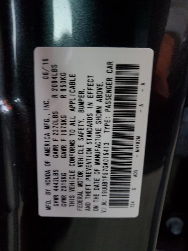 2016 Acura TLX VIN 19UUB1F57GA015413 Copart auction photo, front end / rear end damage thumbnail 12