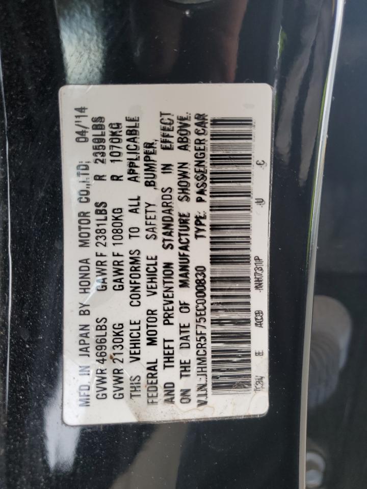 2014 Honda Accord VIN JHMCR5F75EC000830 Copart auction photo, front end damage thumbnail 14