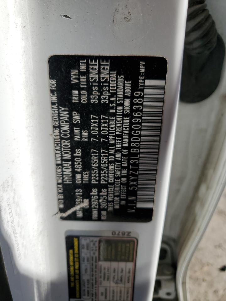 2013 Hyundai Santa Fe VIN 5XYZT3LB8DG096389 Copart auction photo, front end damage thumbnail 14