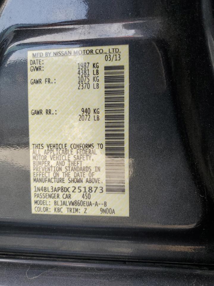 2013 Nissan Altima VIN 1N4BL3AP8DC251873 Copart auction photo, front end / side damage thumbnail 15
