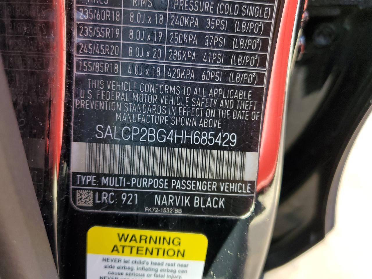 2017 Land Rover Discovery VIN SALCP2BG4HH685429 Copart auction photo, rear end damage thumbnail 12