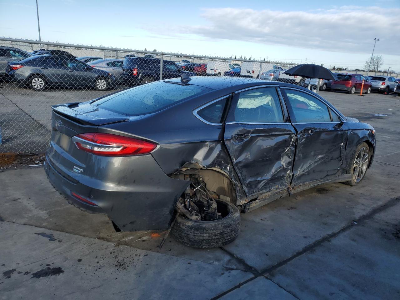 2020 Ford Fusion VIN 3FA6P0D91LR116557 Copart auction photo, side / rear end damage thumbnail 3