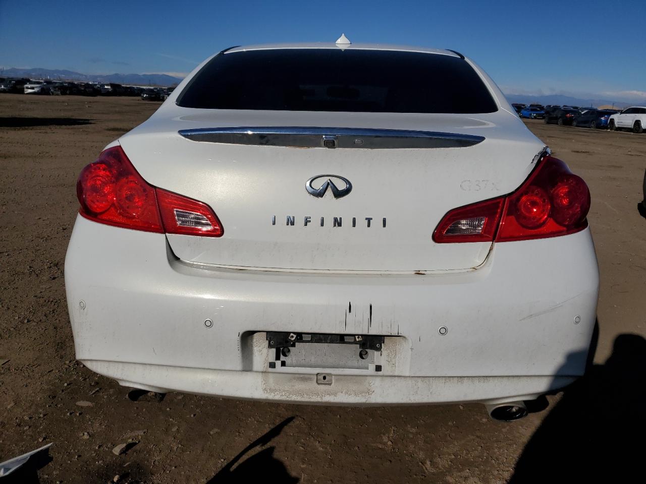 2013 Infiniti G VIN JN1CV6AR0DM762695 Copart auction photo, front end / rear end damage thumbnail 6