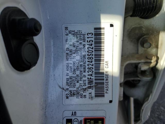 2008 Honda Civic VIN JHMFA36248S024513 Copart auction photo, mechanical / undercarriage damage thumbnail 12