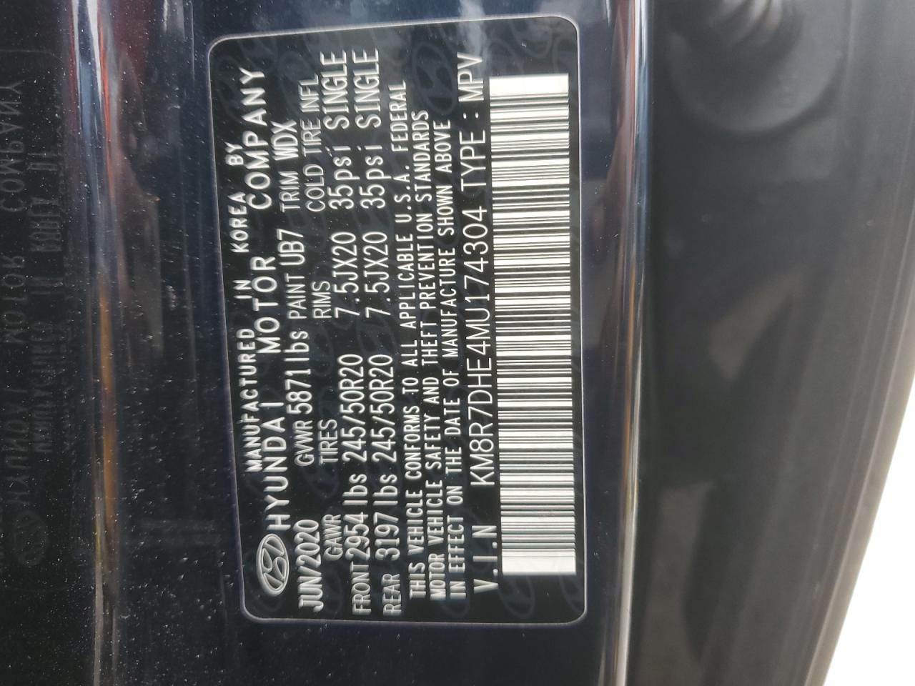 2021 Hyundai Palisade VIN KM8R7DHE4MU174304 Copart auction photo, all over damage thumbnail 14