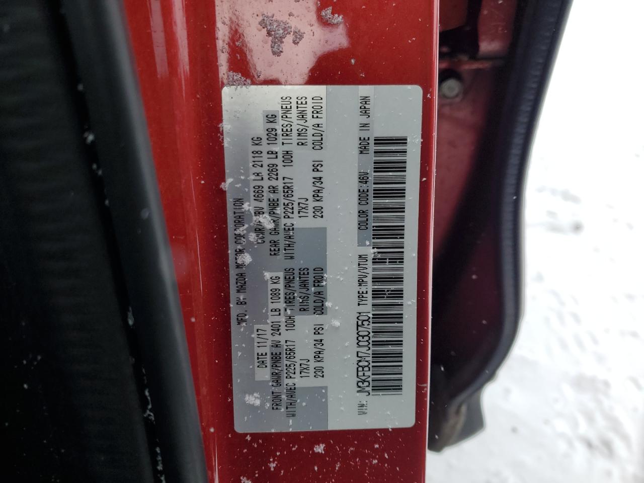 2018 Mazda CX-5 VIN JM3KFBCM7J0307501 Copart auction photo, vandalism damage thumbnail 14