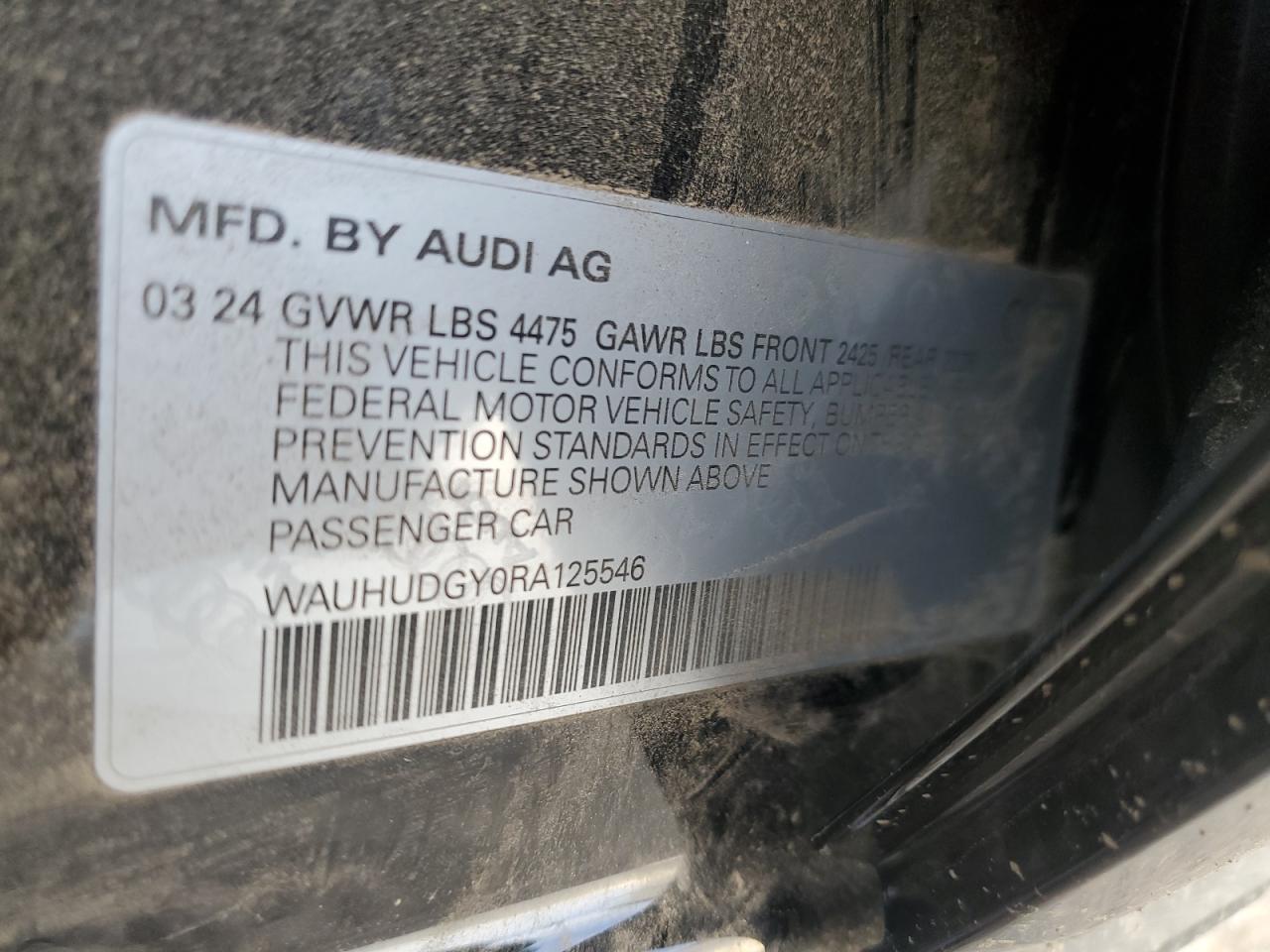 2024 Audi A3 VIN WAUHUDGY0RA125546 Copart auction photo, all over damage thumbnail 12
