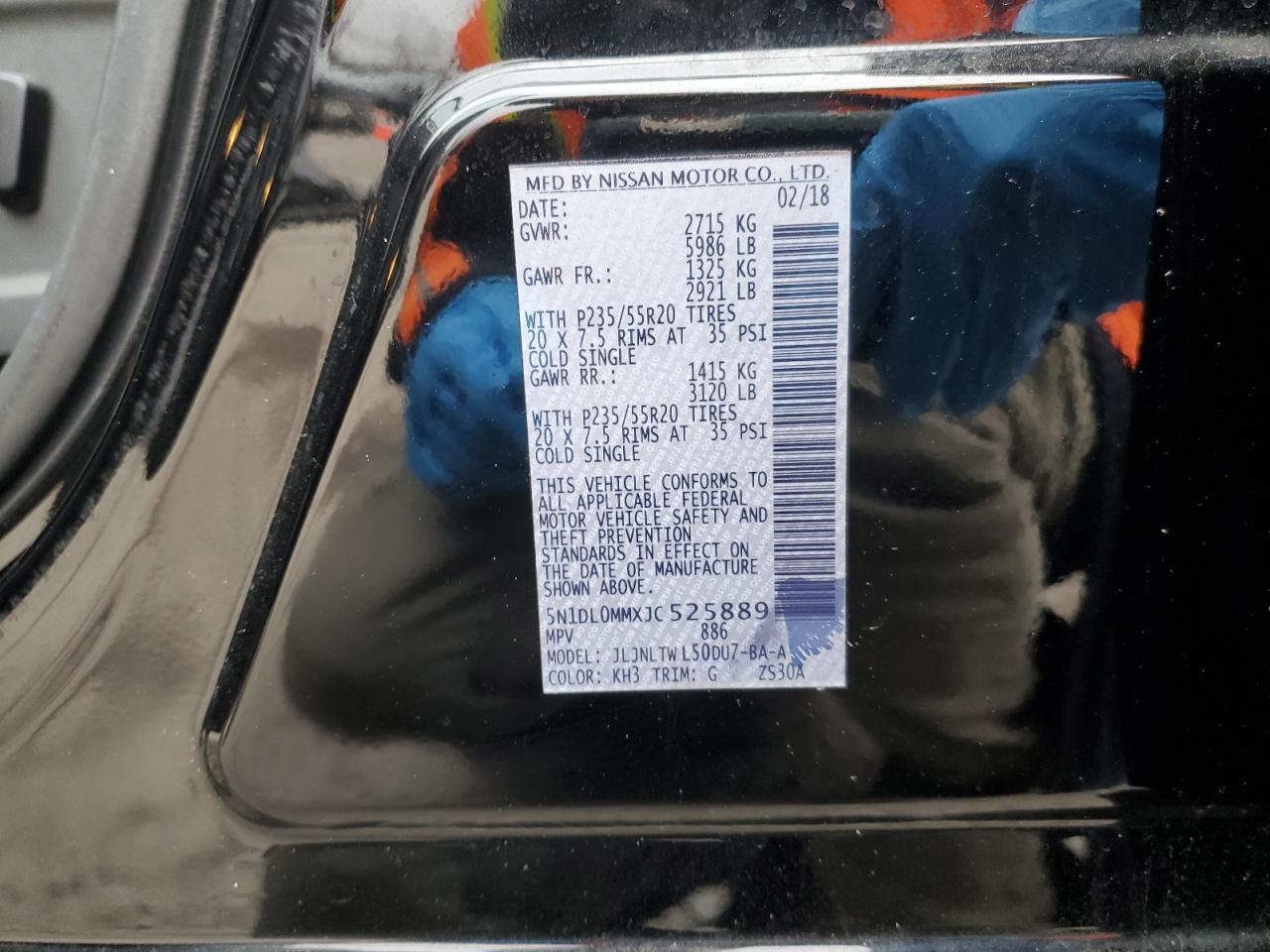 2018 Infiniti QX60 VIN 5N1DL0MMXJC525889 Copart auction photo, rear end / minor dent/scratches damage thumbnail 15