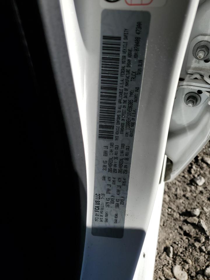 2019 RAM 1500 VIN 1C6RREHT1KN596385 Copart auction photo, front end / side damage thumbnail 12