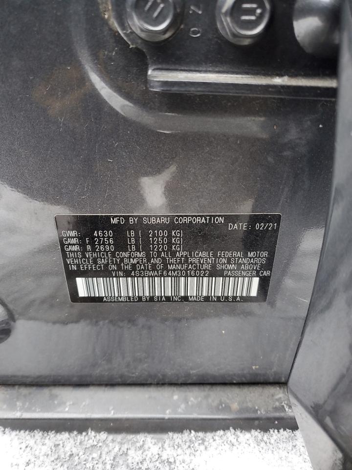 2021 Subaru Legacy VIN 4S3BWAF64M3016022 Copart auction photo, front end damage thumbnail 13