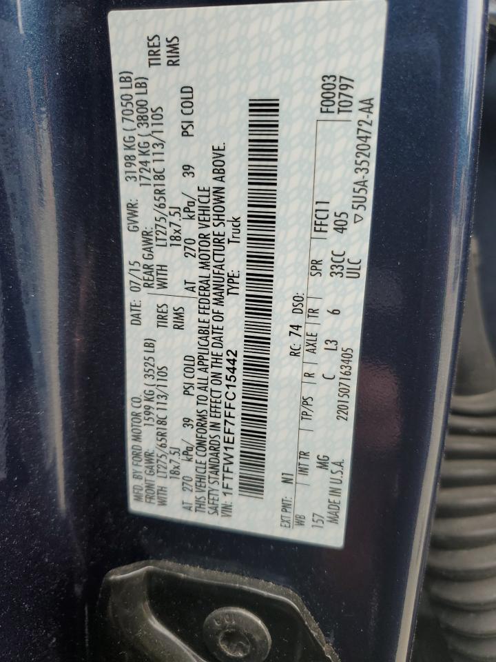 2015 Ford F-150 VIN 1FTFW1EF7FFC15442 Copart auction photo, front end damage thumbnail 13