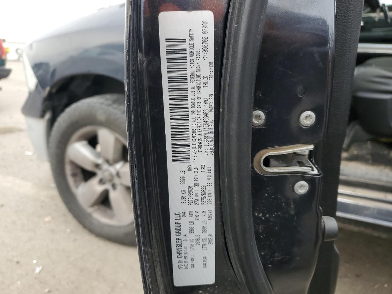 2014 RAM 1500 VIN 1C6RR7LT1ES436483 Copart auction photo, rear end damage thumbnail 12