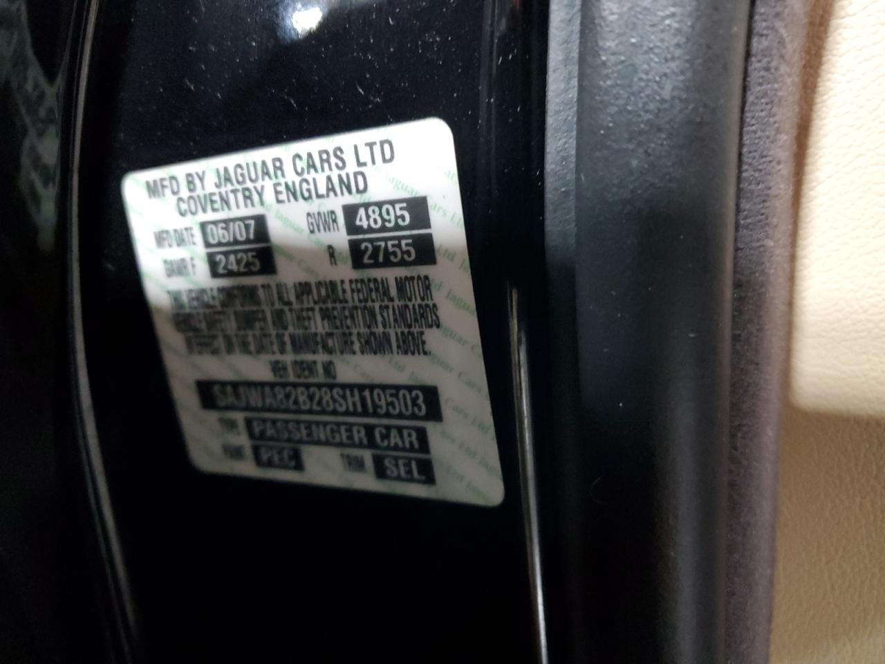 2008 Jaguar XJ VIN SAJWA82B28SH19503 Copart auction photo, front end damage thumbnail 12