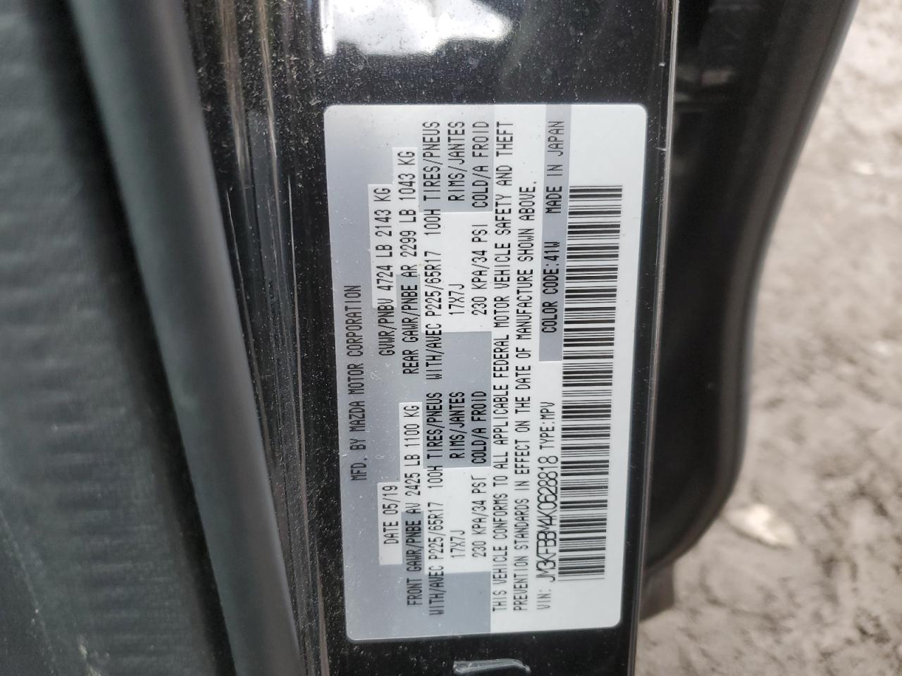 2019 Mazda CX-5 VIN JM3KFBBM4K0628818 Copart auction photo, front end / rear end damage thumbnail 15