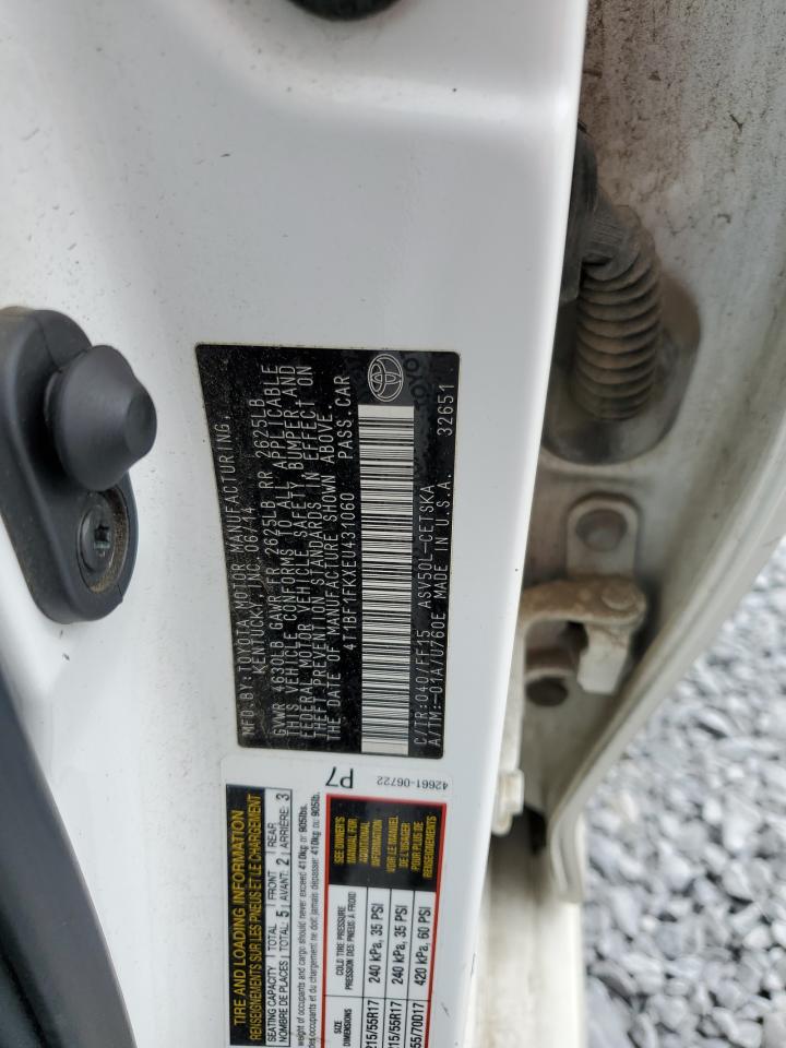 2014 Toyota Camry VIN 4T1BF1FKXEU431060 Copart auction photo, front end damage thumbnail 14