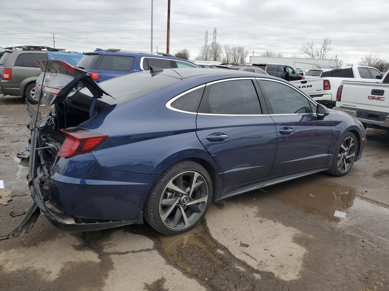 2021 Hyundai Sonata VIN 5NPEJ4J29MH083883 Copart auction photo, rear end damage thumbnail 3
