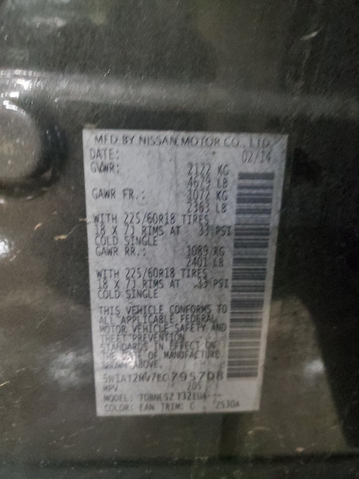 2014 Nissan Rogue VIN 5N1AT2MV7EC795708 Copart auction photo, front end / minor dent/scratches damage thumbnail 12
