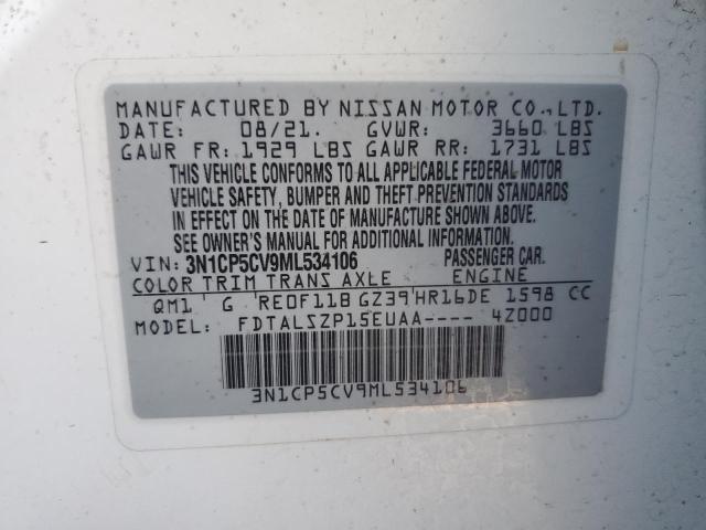 2021 Nissan Kicks VIN 3N1CP5CV9ML534106 Copart auction photo, front end / rear end damage thumbnail 13