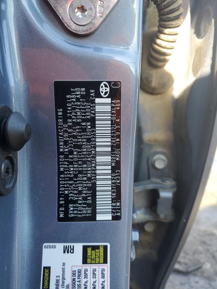 2021 Toyota Corolla VIN 5YFEPMAE7MP169253 Copart auction photo, front end / rear end damage thumbnail 13