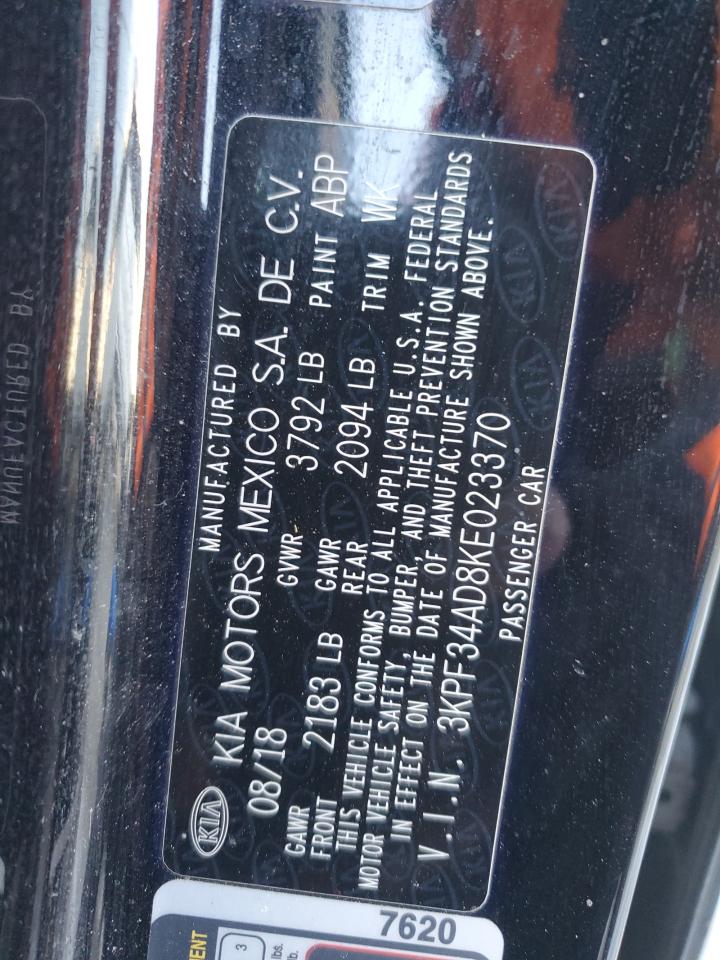2019 KIA Forte VIN 3KPF34AD8KE023370 Copart auction photo, side damage thumbnail 12