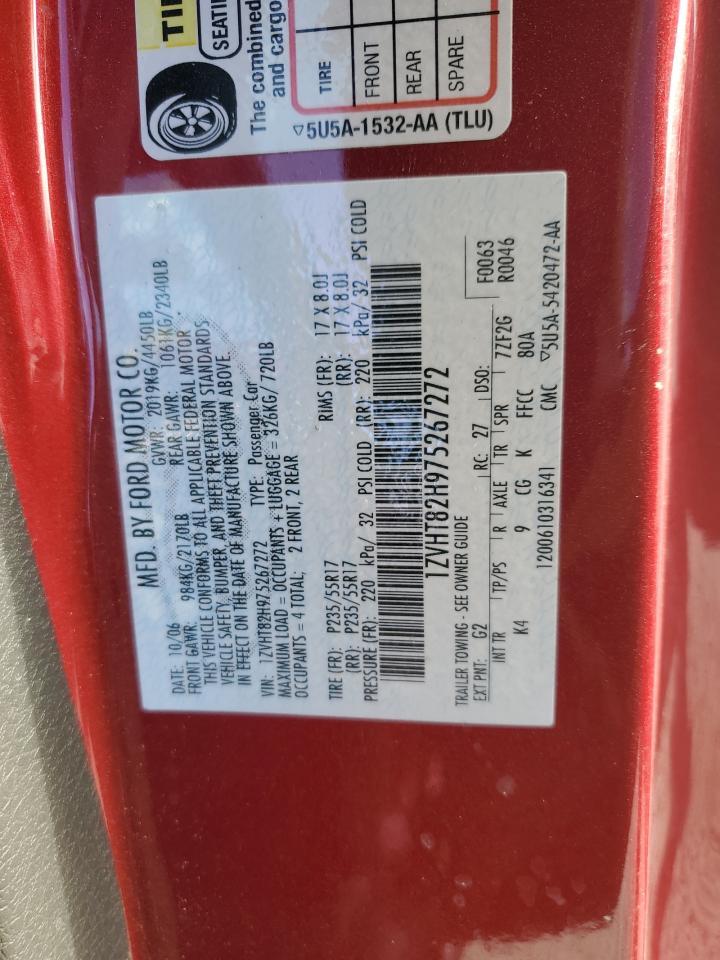 2007 Ford Mustang VIN 1ZVHT82H975267272 Copart auction photo, rollover damage thumbnail 13