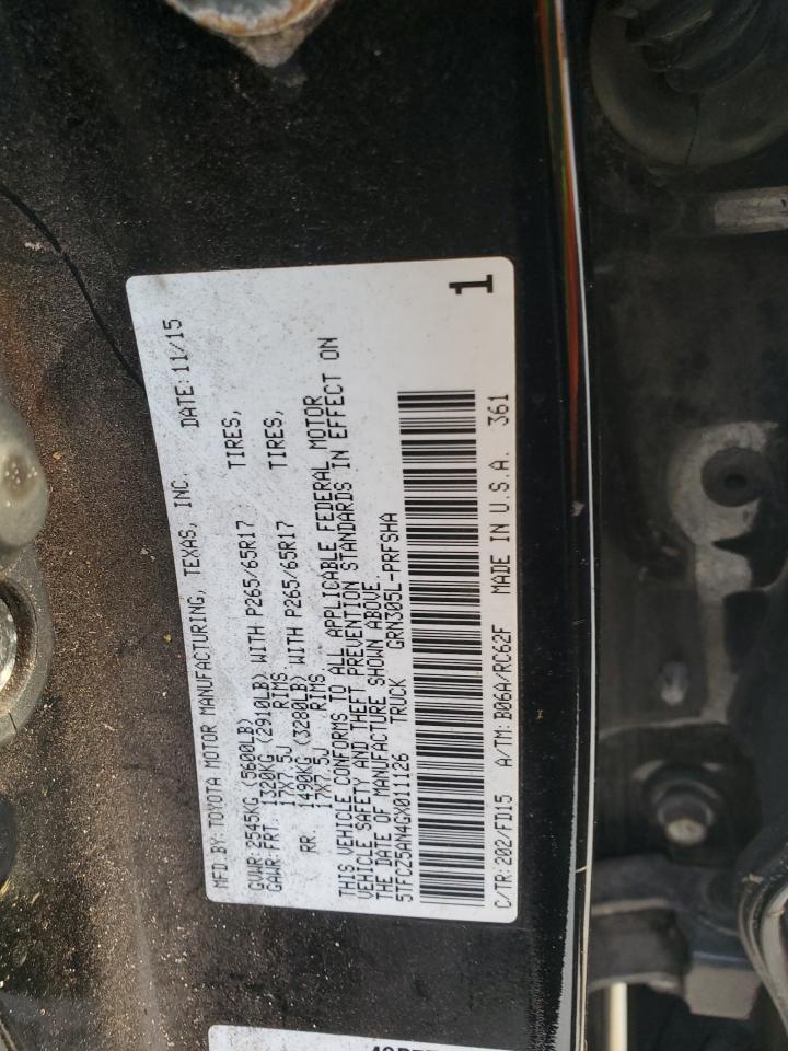 2016 Toyota Tacoma VIN 5TFCZ5AN4GX011126 Copart auction photo, rollover damage thumbnail 12