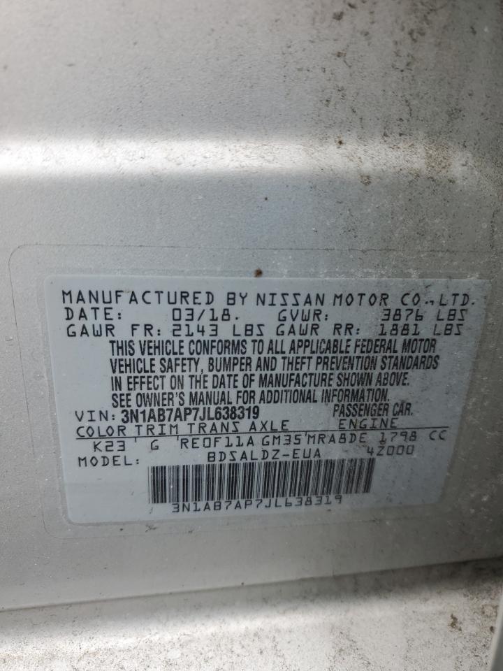 2018 Nissan Sentra VIN 3N1AB7AP7JL638319 Copart auction photo, front end / rear end damage thumbnail 13