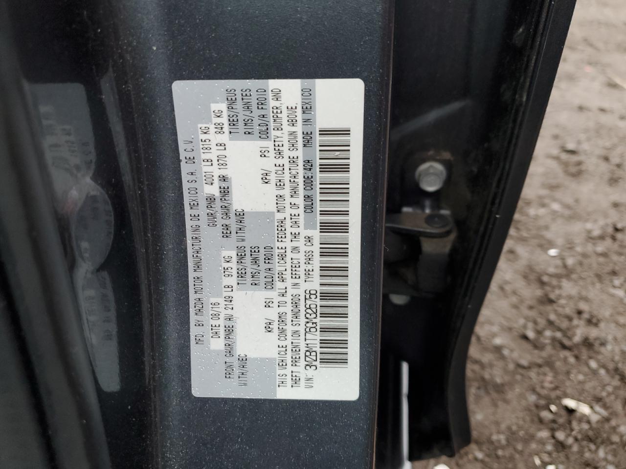 2016 Mazda 3 VIN 3MZBM1T76GM326756 Copart auction photo, front end damage thumbnail 12