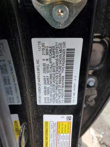 2019 Honda Accord VIN 1HGCV1F19KA019309 Copart auction photo, front end damage thumbnail 12
