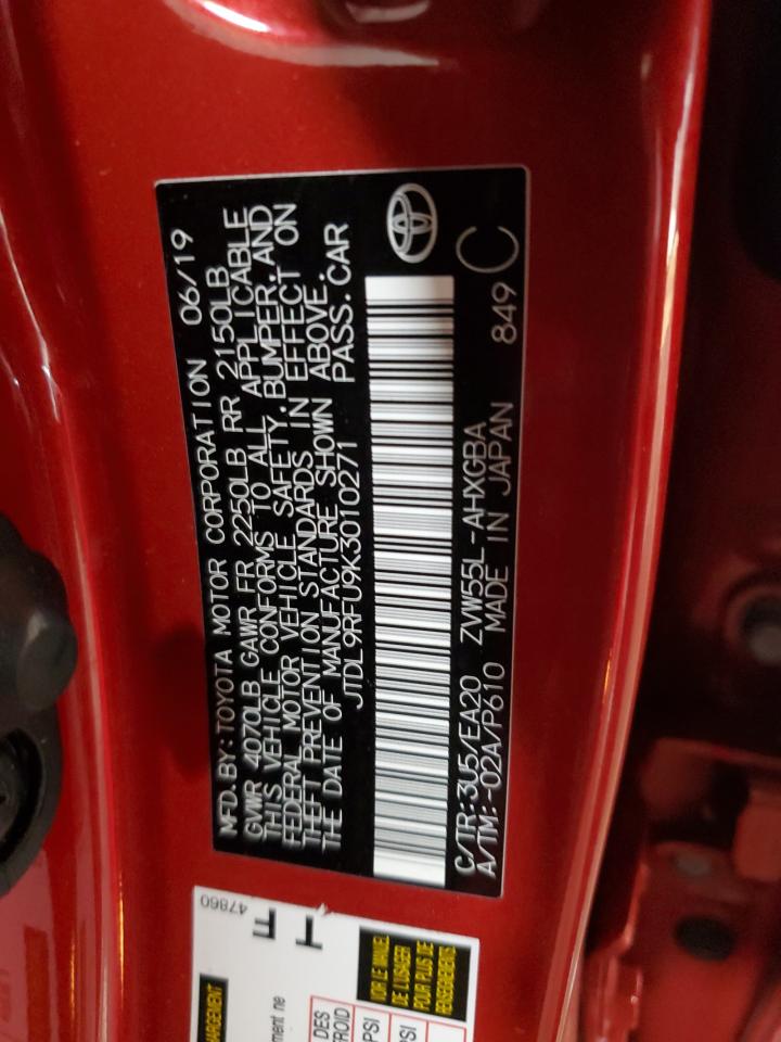 2019 Toyota Prius VIN JTDL9RFU9K3010271 Copart auction photo, all over damage thumbnail 12