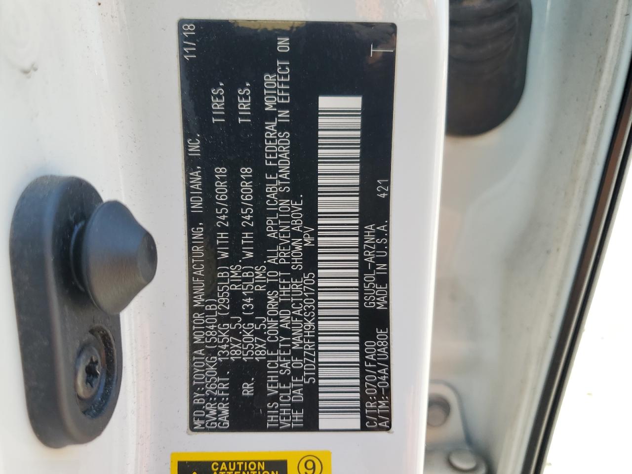 2019 Toyota Highlander VIN 5TDZZRFH9KS301705 Copart auction photo, front end damage thumbnail 15