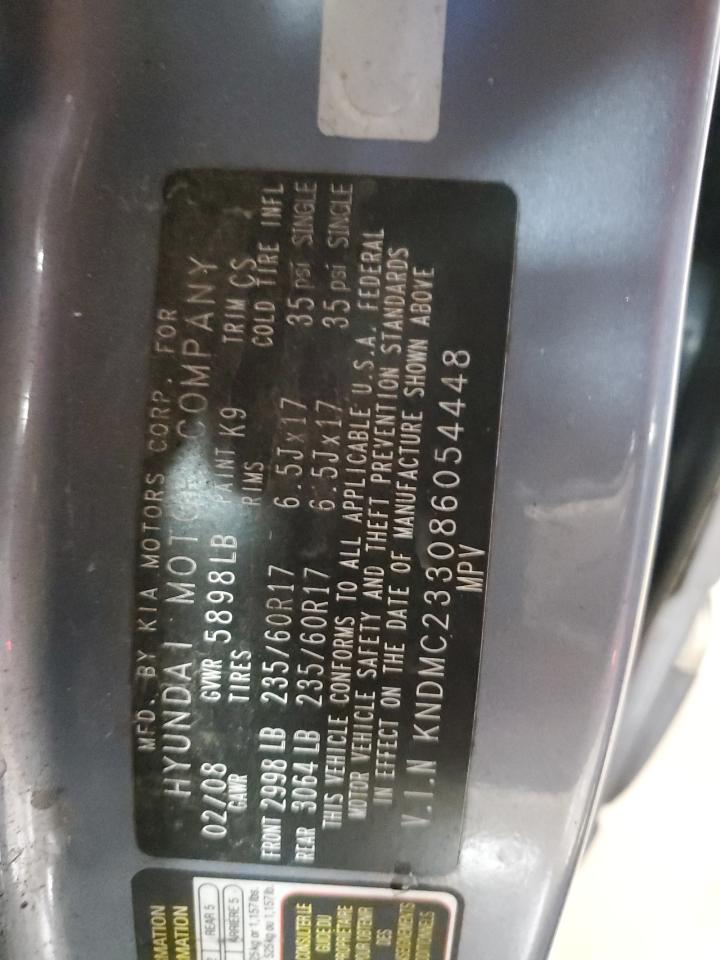 2008 Hyundai Entourage VIN KNDMC233086054448 Copart auction photo, front end / minor dent/scratches damage thumbnail 13