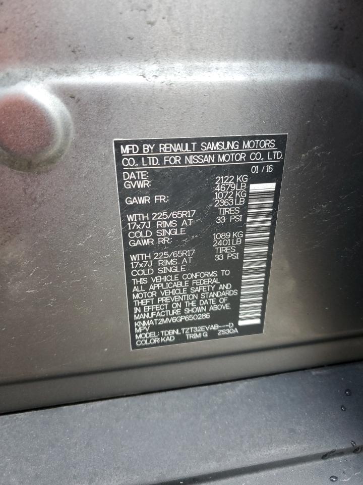 2016 Nissan Rogue VIN KNMAT2MV6GP650286 Copart auction photo, front end damage thumbnail 15