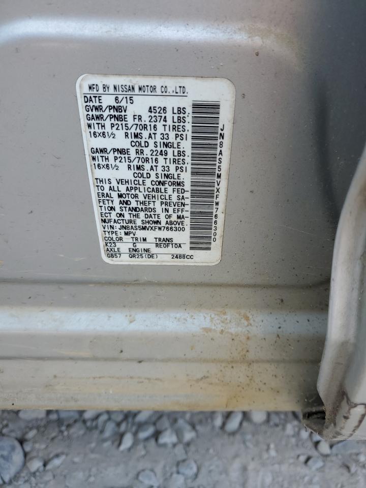 2015 Nissan Rogue VIN JN8AS5MVXFW766300 Copart auction photo, all over / minor dent/scratches damage thumbnail 13