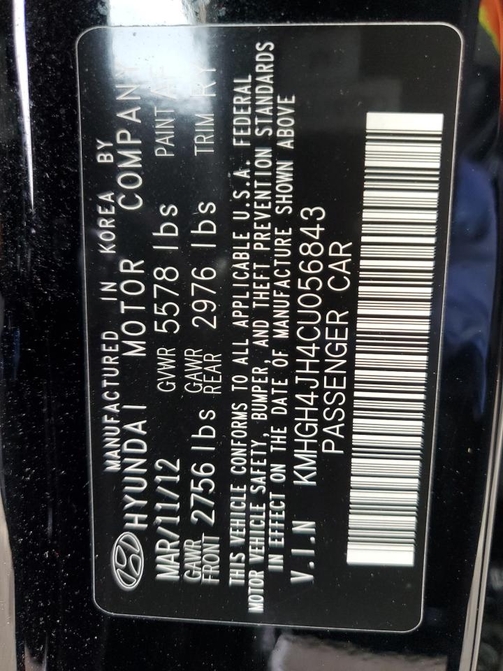 2012 Hyundai Equus VIN KMHGH4JH4CU056843 Copart auction photo, vandalism damage thumbnail 12