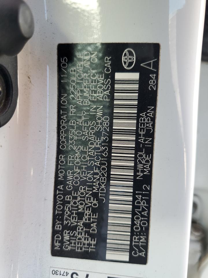 2006 Toyota Prius VIN JTDKB20U163137280 Copart auction photo, rear end damage thumbnail 12