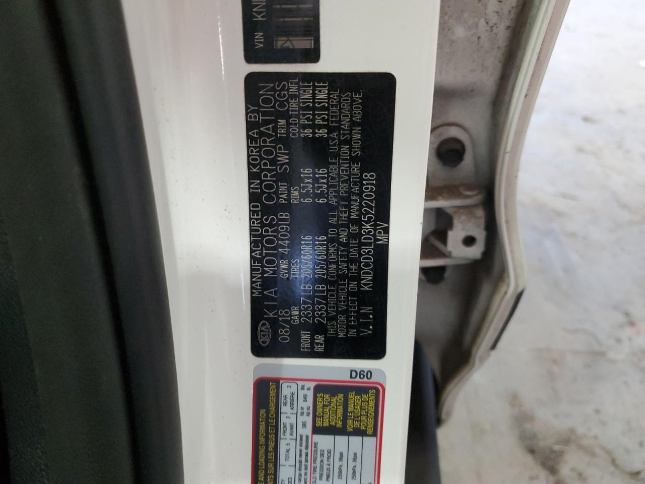2019 KIA Niro VIN KNDCD3LD3K5220918 Copart auction photo, front end damage thumbnail 13