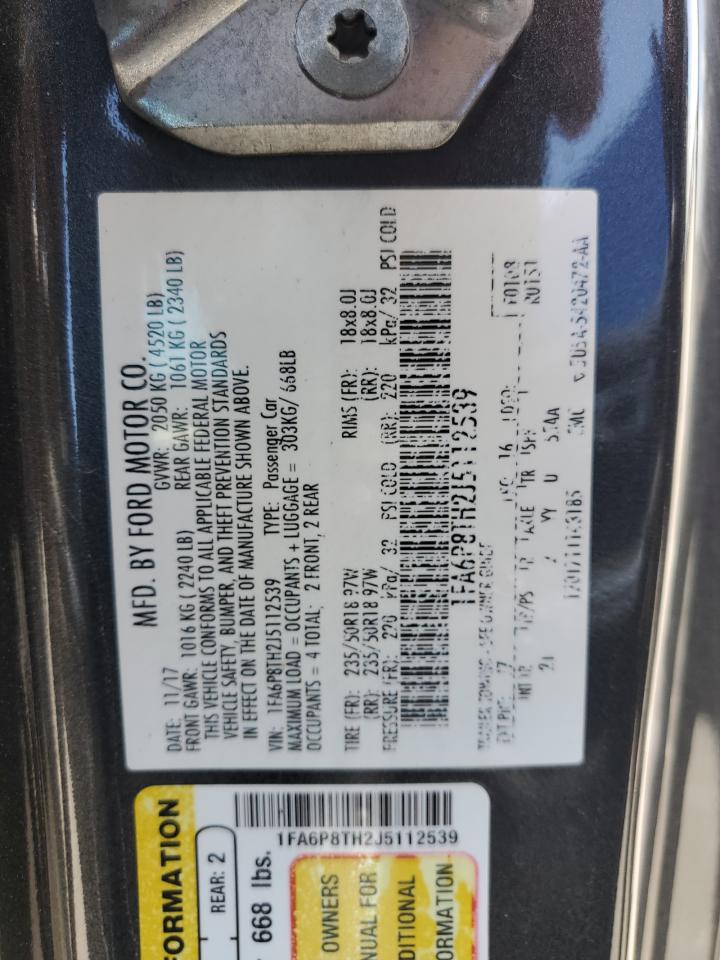 2018 Ford Mustang VIN 1FA6P8TH2J5112539 Copart auction photo, rear end / minor dent/scratches damage thumbnail 14