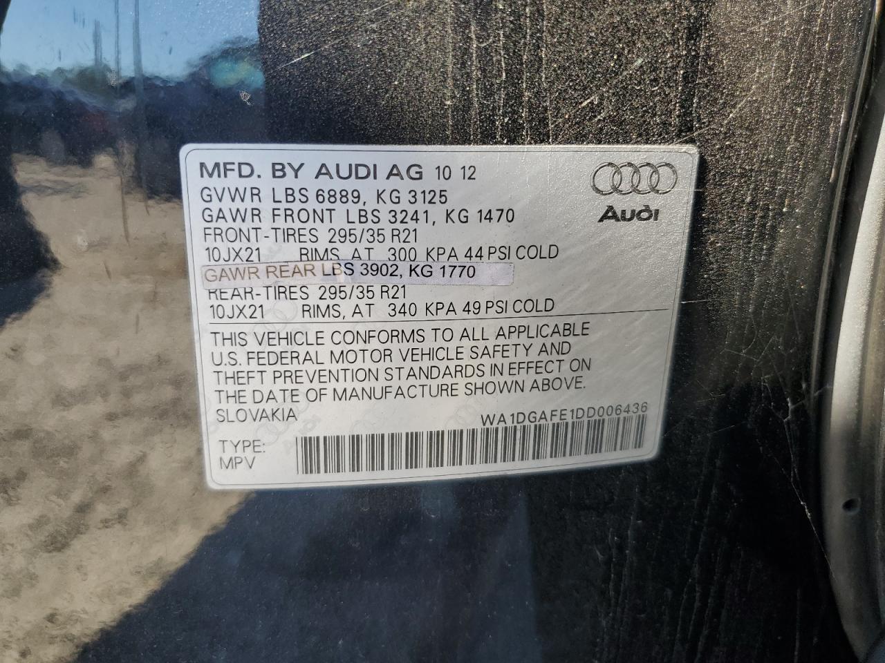 2013 Audi Q7 VIN WA1DGAFE1DD006436 Copart auction photo, front end damage thumbnail 15