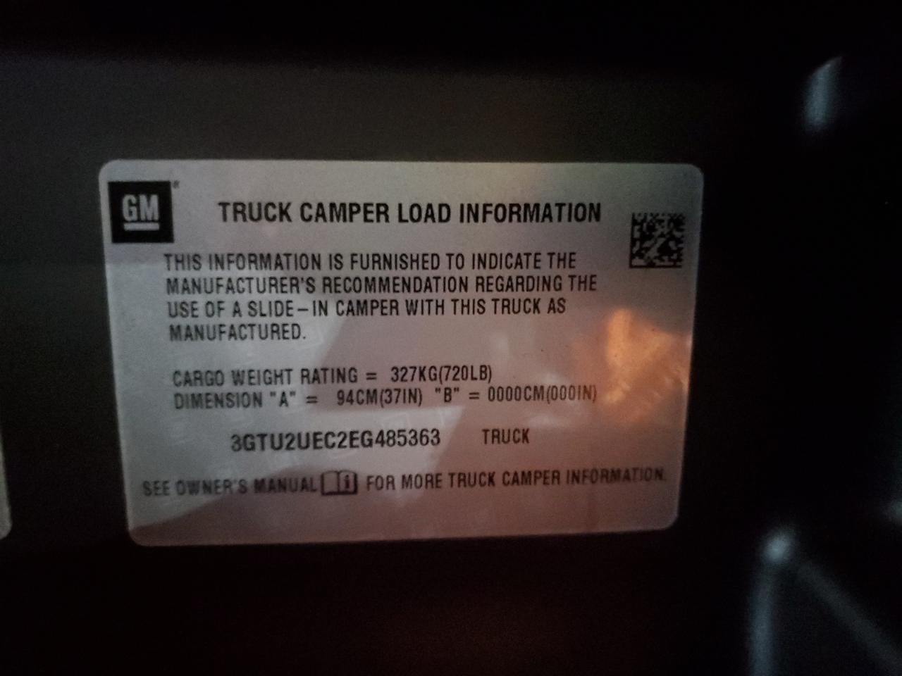 2014 GMC Sierra VIN 3GTU2UEC2EG485363 Copart auction photo, rear end / minor dent/scratches damage thumbnail 12