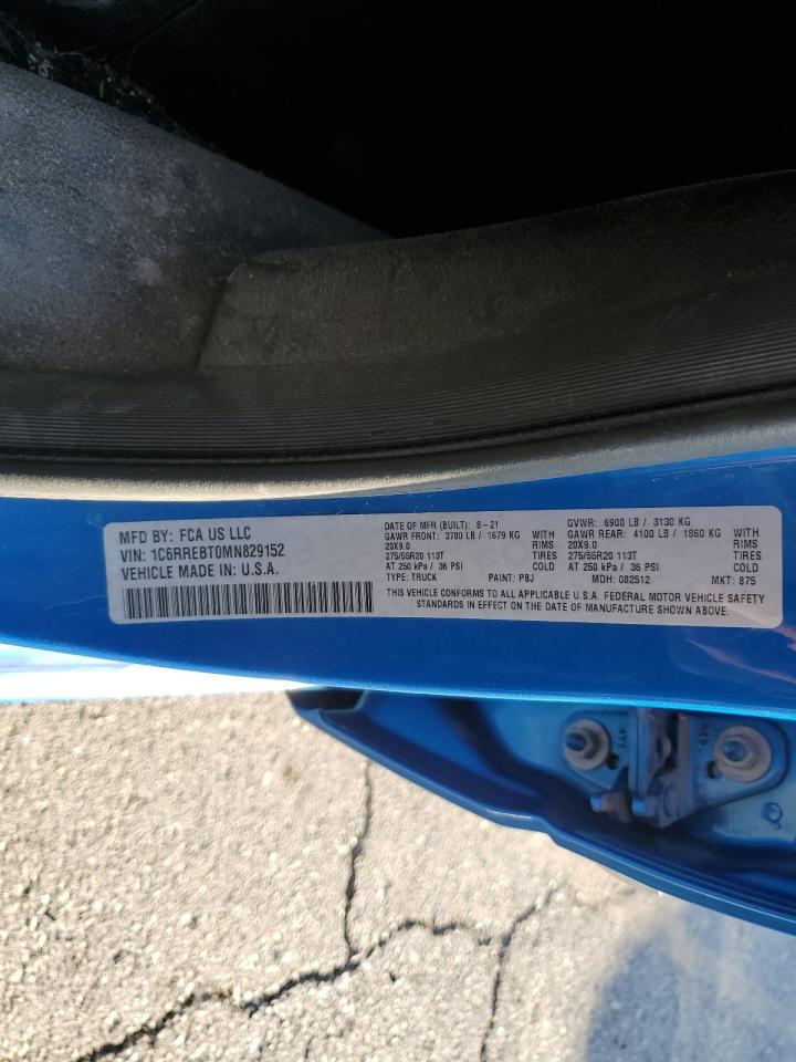 2021 RAM 1500 VIN 1C6RREBT0MN829152 Copart auction photo, front end damage thumbnail 13