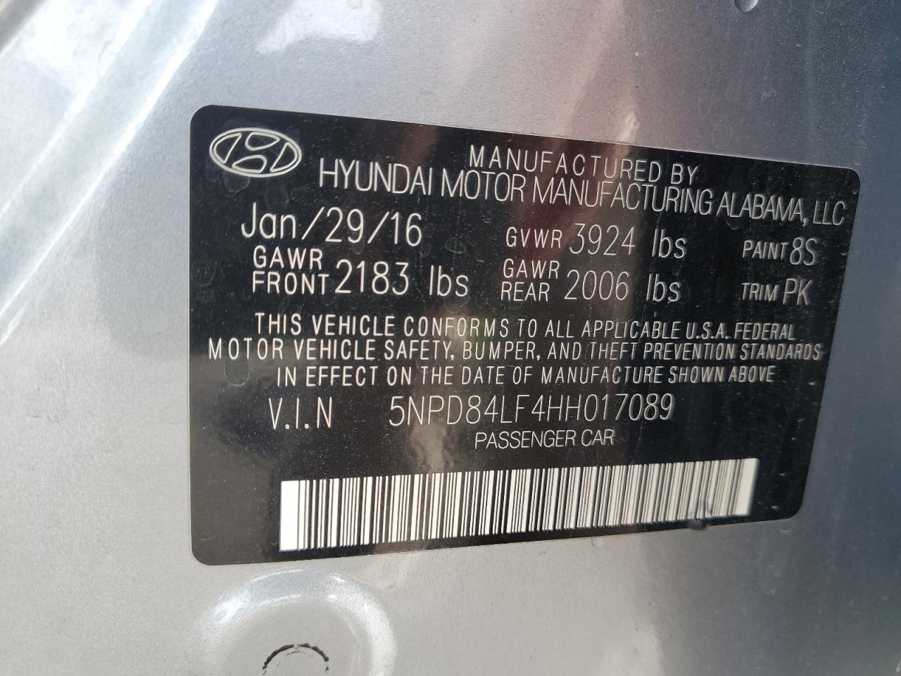 2017 Hyundai Elantra VIN 5NPD84LF4HH017089 Copart auction photo, front end / undercarriage damage thumbnail 12