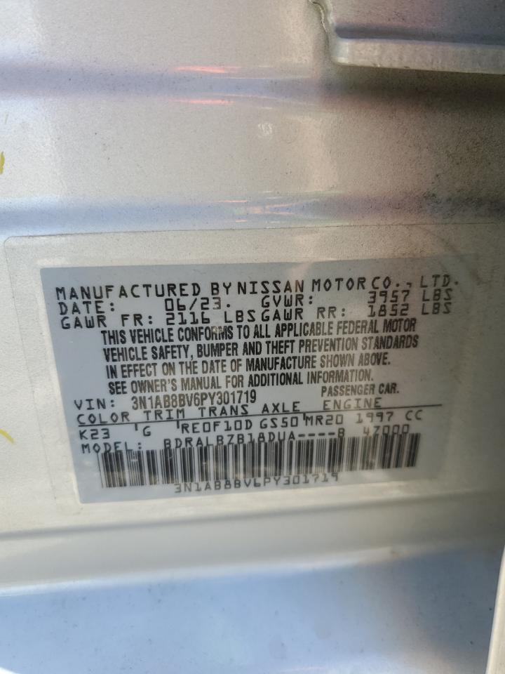 2023 Nissan Sentra VIN 3N1AB8BV6PY301719 Copart auction photo, front end / all over damage thumbnail 12